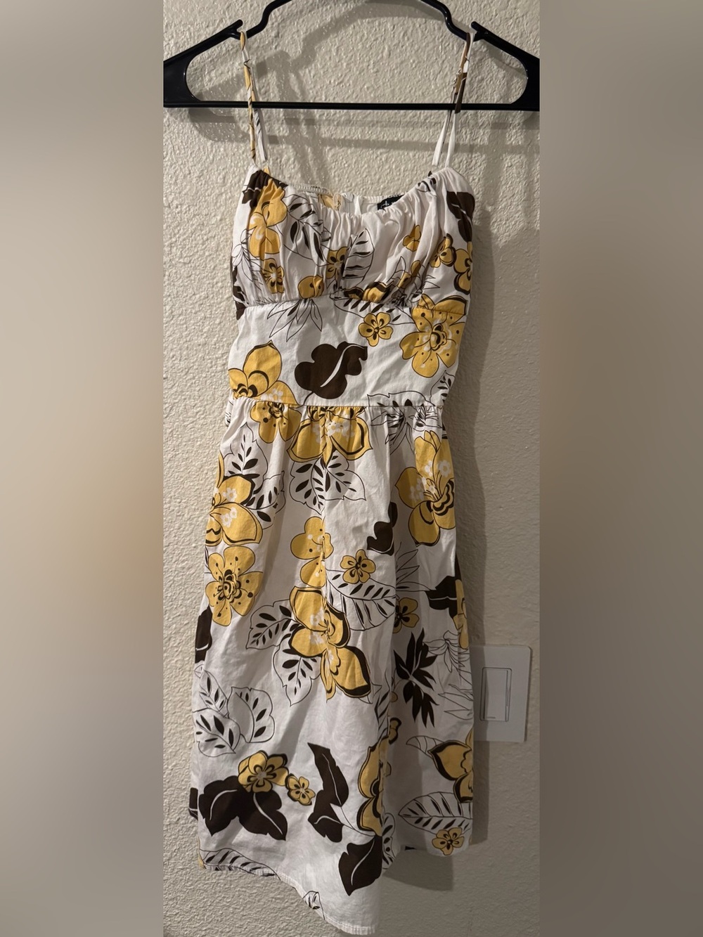 Ruby Rox White Sundress with Yellow and Brown Floral Print
